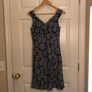 Black and white floral pattern dress.